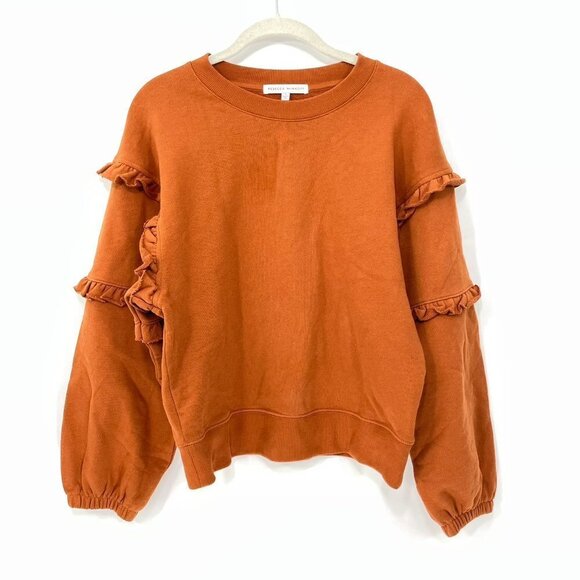 Rebecca Minkoff Sweaters - REBECCA MINKOFF EVELYN SIZE SMALL SWEATSHIRT RUST RUFFLE SLEEVE  COTTON